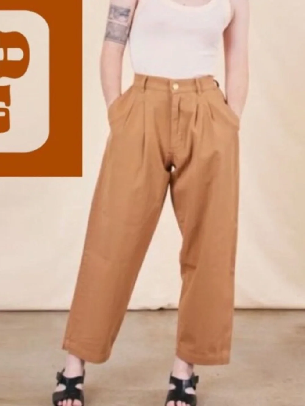Big Bud Press High Waisted Trousers Tan - Picture 1 of 3